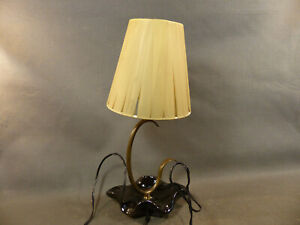 Antique Small Lamp Table Office Or Chevet Brass Foot Ceramic