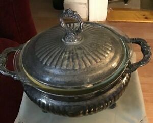 Sheridan Silver Antique Electr 3 Piece Silver Plated Chafing Dish Buffet Warmer