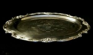 1978 Reed Barton Lg Silver Plated Serving Tray King Francis 1682 Ptn Engraved