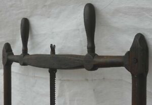 Attractively Carved Antique Wheelwrights Felloe Wooden Frame Saw Vg Cond 33 X 23