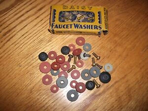 Antique Vintage Original Daisy Faucet Washers 26 Assorted Sizes 9 Brass Screws