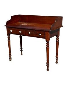 1820s Walnut Federal Sheraton Two Drawer Hall Table Stand Server 2 Drawer