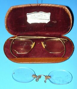 Vintage Gold Filled Bifocal Eyeglasses Spectacles W Case Gf Lorgnette Glasses