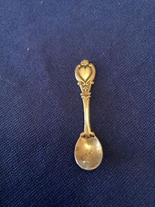 Sterling Silver Salt Spoon Heart Flower Motif 2 5 