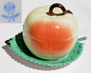 Russian Imperial Enamel Porcelain Kuznetsov Sugar Candy Bowl Apple Box Cup Sauce