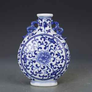 6 5 Collection Chinese Qing Blue And White Porcelain Spray Lotus Flower Vase