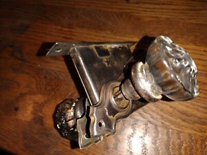 Antique Art Nouveau Mortise Lock With Plates And Knobs 12 Pt Glass Crystal