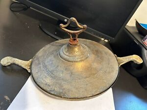 Antique Arts Craft Victorian Brass Pan Hanging Light Fixture Parts Or To Restore