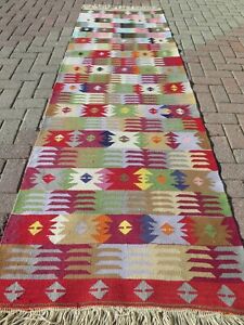 Turkish Kilim Runner Rug Hallway Rugs Handmade Carpet Runner Long Rug 34 X108 