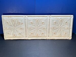 Antique Reclaimed Tin Ceiling Tile Painted White 18 X 6 5 Ready To Hang As Art