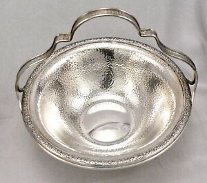 Af Vintage Webster Sterling Silver Hammered Basket Bowl Dish Floral Edge
