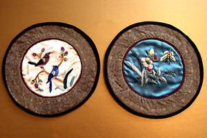 Vintage Chinese Silk Art Hand Embroidery Round 6 Panels 2 