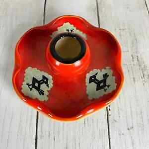 Vintage 1920 S Japan Kinkozan Pottery Art Deco Candlestick Holder Satsuma Ware