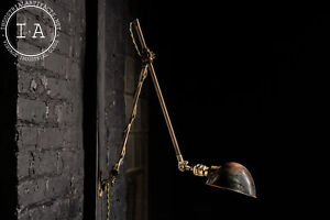 Antique Brass Articulated Lamp By O C White