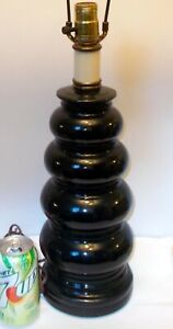 Mid Century Mod Black Art Pottery Ceramic Lamp