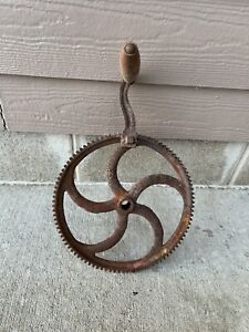Antique Vintage 10 5 Hand Crank Wheel Cast Iron Industrial Steampunk