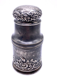 Vtg Silver Plated Art Nouveau Box Holder Ink Bottle Holder Monogrammed On Lid