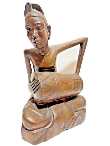 Balinese Indonesian Man Sculpture Drummer Statue Bali Art Deco Plaster