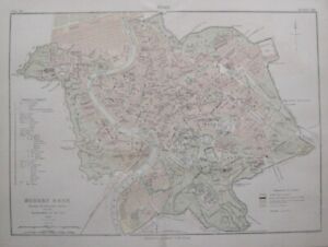 Original 1886 Street Map Rome Italy Municipal Expansion Railroad Tiber Bridges