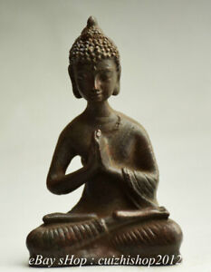 9cm Tibet Buddhism Bronze Shakyamuni Sakyamuni Amitabha Buddha Seaten Statue