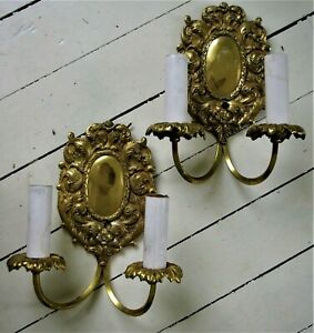 Pair Bronze Brass E F Caldwell Sconces Two Arms Offers Welcome