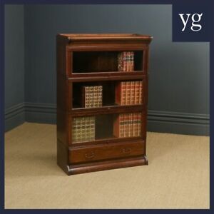 George V Wernicke Style Oak Three Tier Glazed Section Bookcase C 1920 