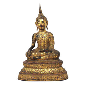 Antique Thai Gilt Bronze Figure Of A Seated Buddha
