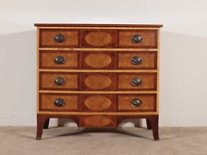 Benchmade 1950s Hepplewhite Curly Maple Mahogany Rogers Style Chest Dresser 2