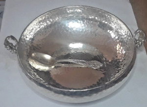 Unique Antique Hand Hammered Sterling Silver Bowl 8 4oz With Denver Spoon P150 