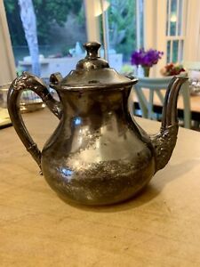 Vintage Hamilton Mfg Co Silverplate Ornate Tea Pot 