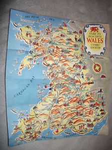 Kerry Lee Map Of Wales Uniquefold Series Circa 1960 Very Scarce 14 X 12 Ins