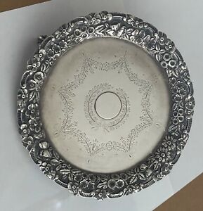 S Kirk Son Co Repousse Sterling Silver Claw Footed Salver Tray 6 