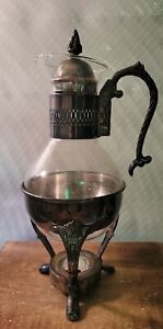 Vintage Lenard Silverplate Co Coffee Pot Wit Telite Warmer Stand 