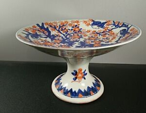 Antique Japanese Imari Compote Porcelain Tazza Footed Plate 21cm Wide 13cm Tall