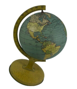 J Chein Co World Globe Rotating Base Vintage Good Condition