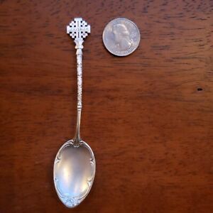Vintage 4 3 4 Jerusalem Israel 800 Silver Marked Tea Spoon Souvenir Inlay