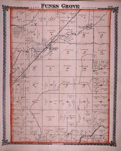 1874 Plat Map Funks Grove Twp Mcclean Co Illinois 14x17 020