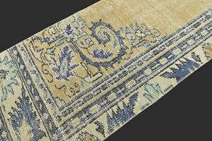 Beige Turkish Oushak Rug 2x4 Vintage Handmade Anatolian Small Doormat Kilim