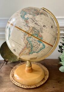 Replogle World Classic 9 Rotating Globe With Hardwood Base Vintage