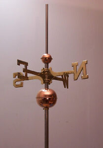 Full Weathervane Set Up 2 4 Polished Copper Balls Brass Directionals Rod 