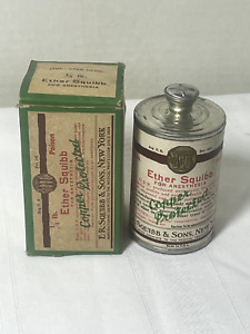 Nos Vintage Antique New In Box Ether Squibb Anesthesia Apothecary Medicine