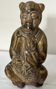 Antique Chinese Glazed Pottery Buddha Figure C Late 19th Early 20th Century