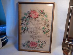 Vtg 1920s 1930s Framed Picture Our Mother Colored And Ink Roses