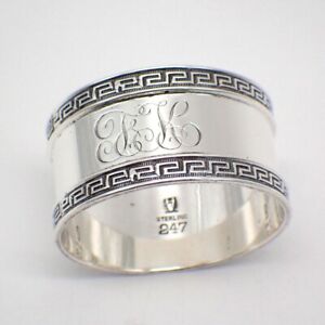 Greek Key Napkin Ring Sterling Silver Mono Fk