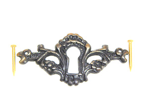 Vintage Keyhole Cover Escutcheon Cast Brass Aged