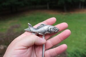 Vintage Silver Plated Figural Fish Meat Skewer Marked H France