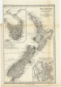 Antique Map Of New Zealand By Petermann 1876 