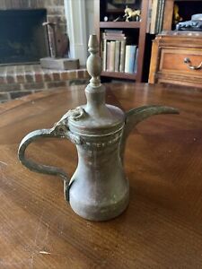 Antique Islamic Oriental Brass Bronze Jug Pitcher Ibrik Teapot Middle East