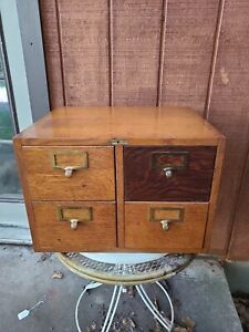 Vintage Globe Wernicke File Apothecary Wood 4 Drawer Cabinet