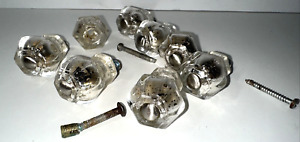 Vintage Glass Drawer Knobs Pulls Set Of 8